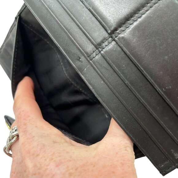 coach leather C logo tri fold checkbook wallet dollar bill checkbook size - Picture 5 of 8